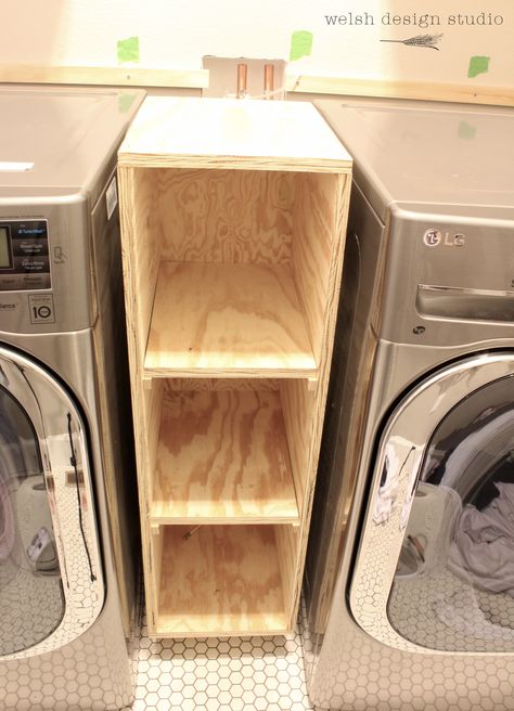 laundry room cabinet between washer and dryer Between Washer And Dryer, Laundry Room Storage Shelves, Small Laundry Room Organization, Room Storage Diy, Laundry Room Renovation, Laundry Room Cabinets, Laundry Room Remodel, Laundry Room Inspiration, Laundry Closet