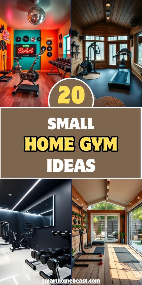 Maximize your workout space with these 20 small home gym ideas. From compact equipment setups to smart storage solutions, create a functional and motivating fitness area, no matter the size. Compact Gym Ideas, Gym Wall Storage Ideas, Home Gym Sheds, Basement Ideas Workout Area, Gym Renovation Ideas, Work Out Area In Garage, Workout Room Ideas Home Garage, Small Gym In Basement, Home Gym In Garage Ideas