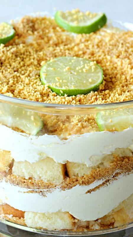 Key Lime Cheesecake Trifle ~ An easy and pretty dessert made with layers of graham cracker crust, cubed pound cake, and a key lime cheesecake filling. Key Lime Trifle Desserts, Key Lime Trifle, Belle Of The Kitchen, Dessert Trifle, Tastiest Recipes, Trifle Bowl Recipes, Key Lime Desserts, Trifle Recipes, Cheesecake Trifle