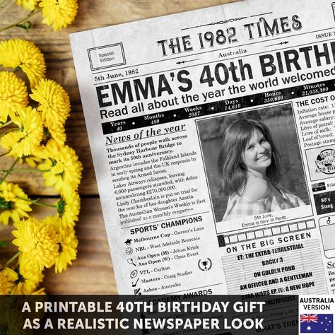 Gift Idea For Husband, Newspaper Poster, 90th Birthday Gifts, 40th Birthday Decorations, Walgreens Photo, News Highlights, 70th Birthday Gifts, Decoration Birthday, Birthday Party Decor