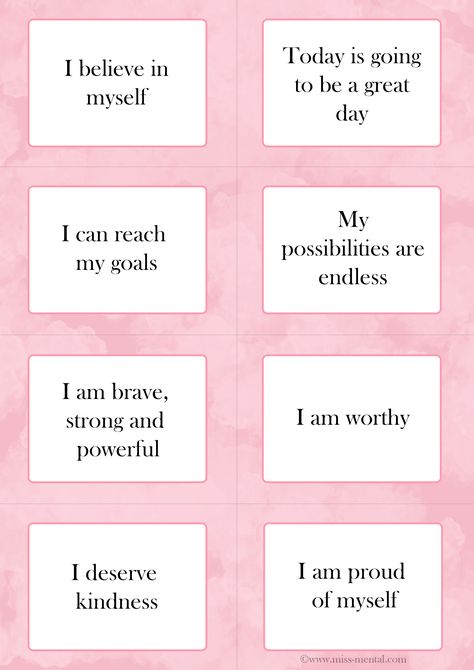 50 Positive Affirmations with Free Affirmation Cards #AffirmationCards #PositiveVibes #SelfLove #DailyAffirmations Printable Affirmations For Women, Words Of Affirmation Printables, Mental Health Affirmation Cards, Free Affirmation Cards, Life Affirmation, Quotes Encouragement, Health Affirmations, Positive Affirmation Cards, Affirmations For Kids