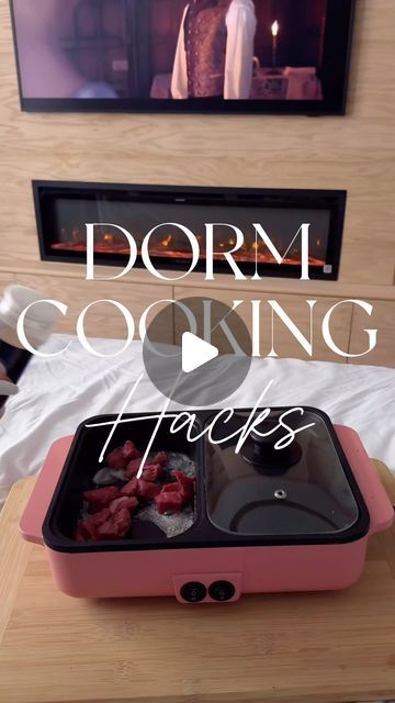 Sarah Lindner on Instagram: "Dorm Chef👩🏻‍🍳🍝To shop: comment “Dorm Hacks” for an automatic dm with the link or link on my stories & link in bio!   💡4 ways to become a dorm room top chef! My favorite is the portable, double-sided grill that you can cook with from bed! Great for, dorm rooms, or even work, travel, apartments or camping!    #amazonfinds #amazondeals #travel #travel #dormroom #dorm #backtoschool #college #hibachi #easyrecipes #apartment #renterfriendly #apartment #asmr #cookingasmr #camp #camping #dormlife #dormdecor" Dorm Dish Storage, Dorm Cooking Appliances, College Dorm Meals, College Dorm Cooking, Dorm Kitchen Ideas, Dorm Food Ideas, Dorm Room Meals, Dorm Room Cooking, Dorm Room Recipes