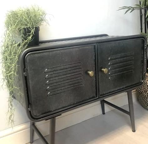 HomeWare Casadomu Industrial Metal Storage Grey Cabinet Sideboard 2 Doors Rustic Cupboard Unit New, H: 58cm W: 70cm D: 30cm Locker Cabinet, Dining Sideboard, Cabinet Sideboard, Wooden Storage Cabinet, Cabinet Fronts, Metal Storage Cabinets, Metal Lockers, Industrial Storage, Metal Cabinet