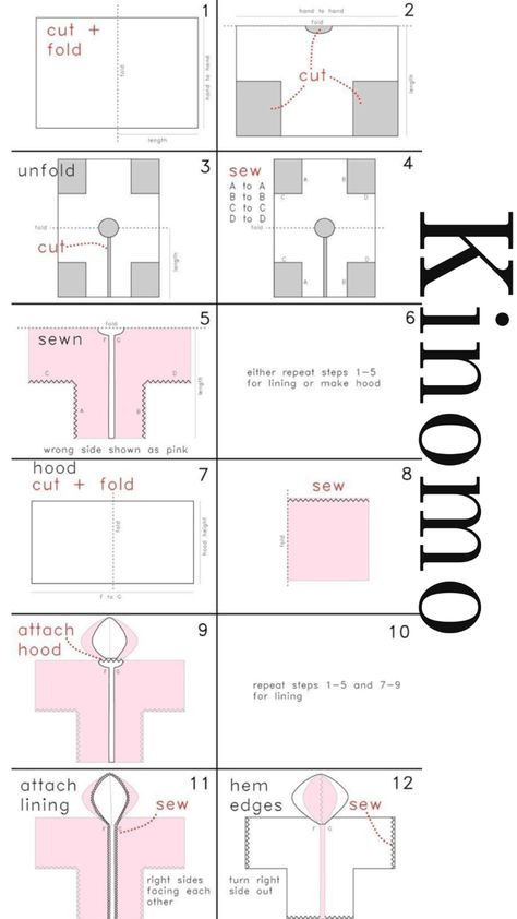 Kimono Jacket Pattern, Kimono Sewing, Jacket Tutorial, Kimono Sewing Pattern, Diy Kimono, Mustard Fabric, Hood Pattern, Clothing Design, Jacket Pattern