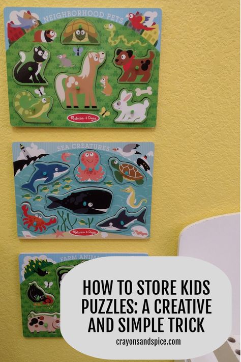 Picture of three wooden toddler puzzles hung up on a wall How To Organize Puzzles, How To Store Puzzles, Toddler Puzzle Organization, Keeping Toddlers Busy At Home, Toddler Puzzles, Keep Toddlers Busy, Wall Puzzle, Puzzle Organization, Weekly Activities