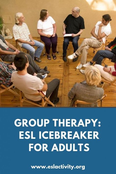 Group Therapy is a Fun Icebreaker for ESL Students Korean University, Outdoor Activities For Adults, Introduction Activities, Activity For Adults, Class Participation, Wellbeing Activities, English Listening, Fun Icebreakers, Teaching Esl