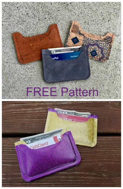 Credit Card Wallet Pattern, Card Wallet Tutorial, Leather Card Wallet Pattern, Wallet Pattern Free, Card Wallet Pattern, Wallet Sewing Pattern, Diy Leather Projects, Simple Wallet, Leather Wallet Pattern