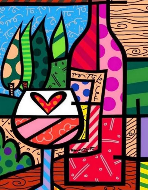 El Museo de Alberto: Pinturas Modernas Brasil Romero Britto Art, Britto Art, Graffiti Painting, Tableau Design, Wine Art, Art Pop, Good Life, Wine Bottles, Rococo