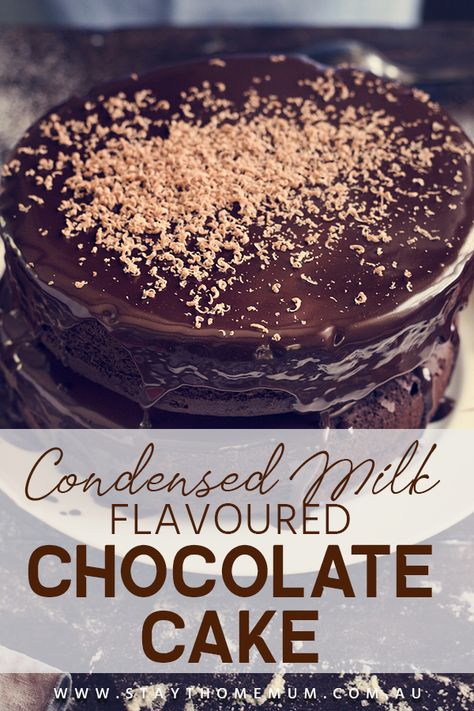 Condensed Milk Chocolate Cake, Flavoured Chocolate, Eagle Brand Recipes, Australia Recipes, Chocolate Icing Recipes, Milk Chocolate Cake, Sweetened Condensed Milk Recipes, Eggless Cakes, Sweet Bakes