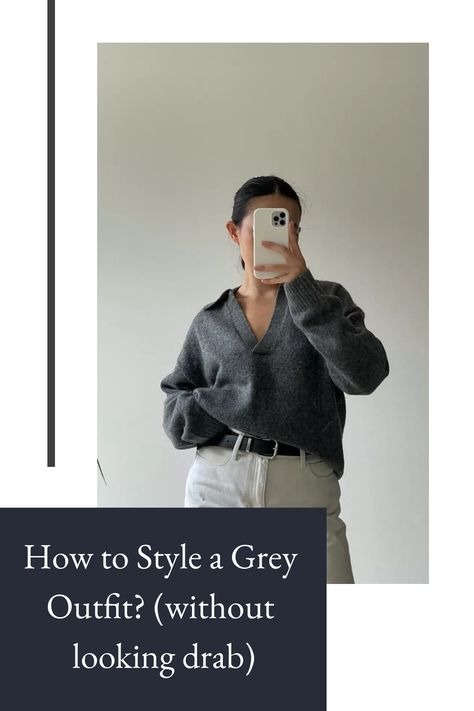 Discover simple and aesthetic grey outfit ideas that will keep you looking cute and stylish all day long. Perfect for effortlessly elevating your wardrobe with versatile pieces. Grey Outfit Ideas, Grey Sweatsuit, Grey Outfits, Monochromatic Looks, Aesthetic Grey, Cozy Oversized Sweaters, Oversized Grey Sweater, Polished Casual, Timeless Outfits