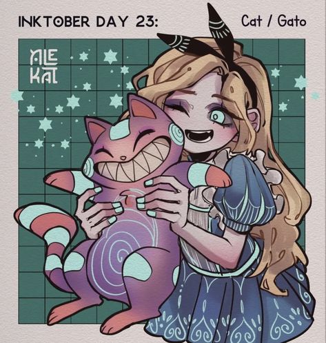 Alice Fanart Wonderland, Alice And Wonderland Fanart, Female Mad Hatter Art, Cheshire Cat Human Version, Alice In Wonderland Fan Art, Alice In Wonderland Matching Pfp, Alice In Wonderland Redesign, Habromania Alice, Litteraly Me Character