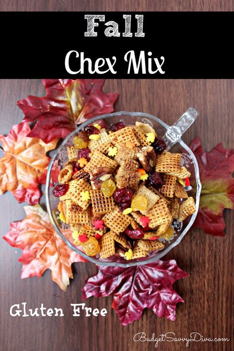 Do you like Chex Mix? This is the recipe for you - pecans, brown sugar, dried cranberries -- plus it is gluten - free Pumpkin Spice Chex Mix Recipe, Fall Chex Mix Recipes, Pumpkin Spice Snack Mix, Pumpkin Spice Snack, Chex Mix Recipe, Pumpkin Snack, Fall Dinners, Wedding Snacks, Snack Mixes