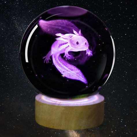 Huntalg 3D Axolotl Crystal Ball Night Light with 16 Color LED Wooden Base, Premium 2.4 Inch Axolotl Glass Ball Lamps with Remote for Birthday Holiday, Cool Axolotl Toy Decor Gifts for Boys Girls Kids - Amazon.com Creative Birthday Gifts, Engraved Crystal, Ball Lamps, 3d Crystal, Color Changing Lights, 3d Laser, Birthday Gifts For Girlfriend, Lead Crystal, Wooden Base