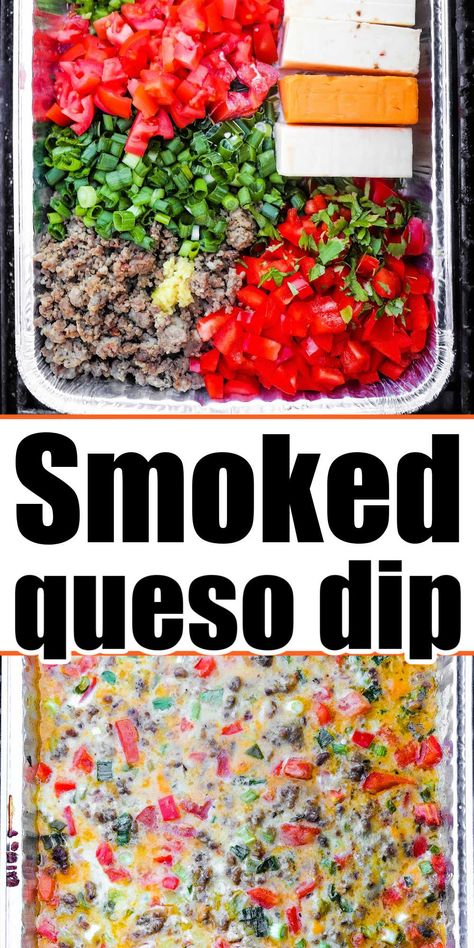 Smoked queso dip on Traeger or Green Mountain turns out great. This cheese dip with meat is the best Super Bowl appetizer guests love. Queso Dips, Smoked Queso Dip, Smoked Queso, Nfl Party, Barbeque Recipes, Superbowl Appetizers, Cheese Dip Recipes, Free Lunch, Smoked Cheese