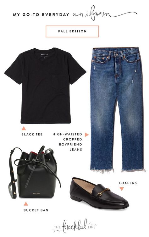 Haircut Outfit Casual, Black T Shirt Jeans Outfit, Outfit Ideas Boyfriend Jeans Casual, How To Style Boyfriend Jeans Casual, Styling Black Loafers, Frayed Jeans Outfit, Easy Work Outfits, Black Loafers Outfit, Boyfriend Jeans Outfit