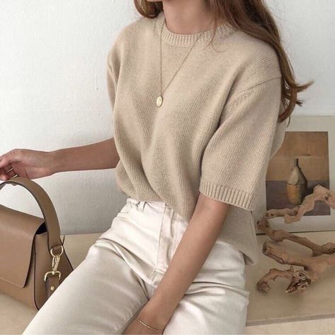 Untitled Neutral Aesthetic Outfits, Beige Sweater Outfit, Looks Pinterest, Beige Pullover, Beige Outfit, Pullover Outfit, Tumblr Outfits, Neutral Fashion, Mode Inspo