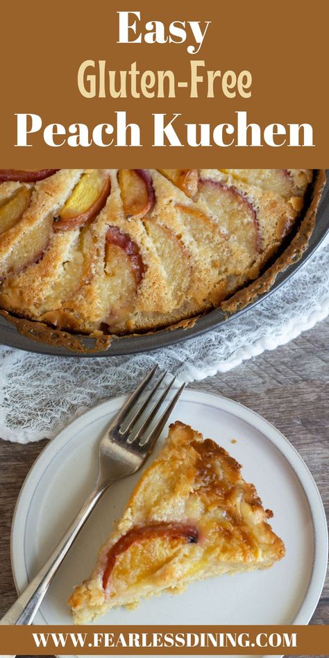 Gluten Free Custard Cake, Gluten Free Peach Desserts Easy, Gf Peach Recipes, Gluten Free Peach Dessert Recipes, Gluten Free Peach Cake, Gluten Free Peach Dessert, Gluten Free Peach Cake Recipe, Peach Recipe Gluten Free, Gluten Free Peach Pie Recipes