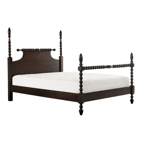 Morocco Brown Turned Post Bed - World Market Turned Post Bed, Post Bed, Low Profile Bed, Four Poster Bed, Four Poster, Poster Bed, Madison Park, Wood Beds, Under Bed Storage