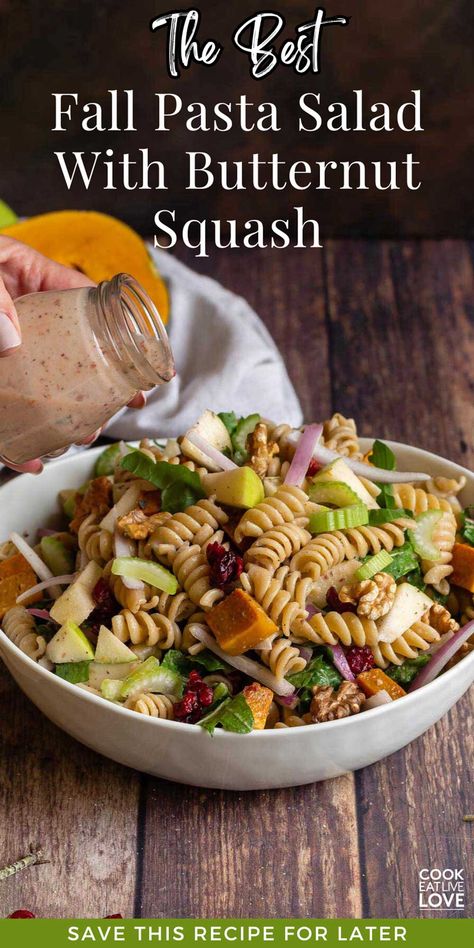 Enjoy the flavors of autumn with this ultimate Fall Pasta Salad! Featuring roasted butternut squash, tart cranberries, crunchy walnuts, and a tangy cranberry vinaigrette, it's the best fall dinner or side dish recipe for Thanksgiving or cozy weeknight dinners. Perfectly balanced flavors and easy to prepare, this pasta salad is a must-try for any fall gathering. Discover how to make this delicious dish now!  #falldinnerideas #pastasalad #thanksgivingsidesdishes Butternut Squash Tart, Fall Pasta Salad, Squash Tart, Salad With Butternut Squash, Butternut Squash Cooking, Cranberry Vinaigrette, Fall Pasta, Butternut Squash Apple, Yummy Fall Recipes