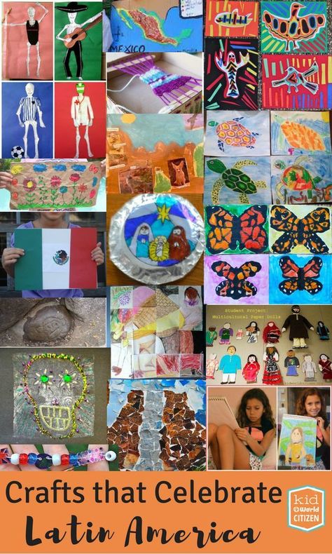 Students engage with language and culture with these Latin American crafts for Spanish class. Hispanic folkart crafts and famous artists, crafts to learn about geography and cultural celebrations and holidays. Animal Paper Craft, Paper Craft Ideas For Kids, Mexico Crafts, Spanish Crafts, Hispanic Heritage Month Activities, Hispanic Art, Spanish Basics, Learn Spanish Online, Cultural Crafts