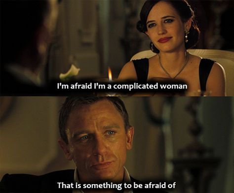 Eva Green and Daniel Craig in Casino Royale 2006. James Bond Quotes, 007 Casino Royale, Bond Quotes, Best Movie Lines, Daniel Craig James Bond, James Bond Movies, Bond Girls, Gothic Romance, Bond Films