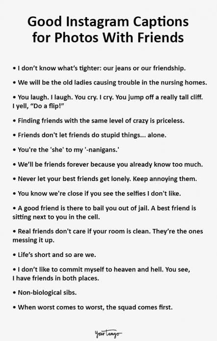 We see selfies all over Instagram, and when you feel like posting one of yourself with a humorous touch, you may struggle to think of funny Instagram captions for your photos#instagram #best #caption #bestoftheday #dogsofinstagram #catsofinstagram #instagramers #reelsinstagram #bestfriends #instagramhub #bestfriend #artistsoninstagram #instagramreels #puppiesofinstagram #besties #nailsofinstagram #petsofinstagram #instagrammers#itbdataur Bestie Captions Instagram Funny, Caption For Myself, Best Photo Captions, Captions For Photos, Instagram Captions For Pictures, Best Friend Captions, Insta Caption, Photos With Friends, Funny Instagram Captions