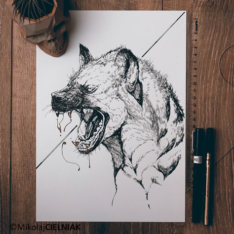 Hyena Tattoo, Crocodile Tattoo, Inspiration Sketch, Anubis Tattoo, Demon Tattoo, Work Tattoo, 4 Tattoo, Creepy Tattoos, Project Work