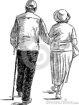 Couple Sketch, Elderly Couples, Person Drawing, Human Figure Drawing, Old Couples, Couple Illustration, Drawing Images, Vector Drawing, Couple Drawings