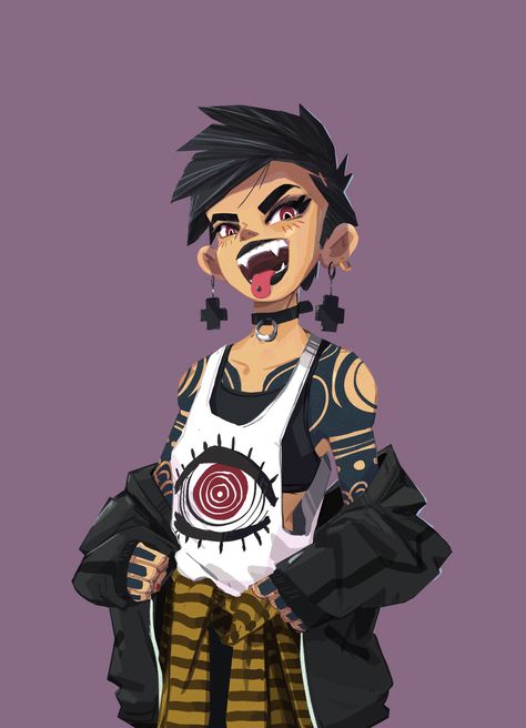 Punk Girl, Trung Nguyen on ArtStation at https://www.artstation.com/artwork/JkJqR Punk Character, Arte Punk, Punk Art, Punk Girl, Transition Outfits, High Stakes, Pink Sparkle, Life Is Strange, Female Character Design