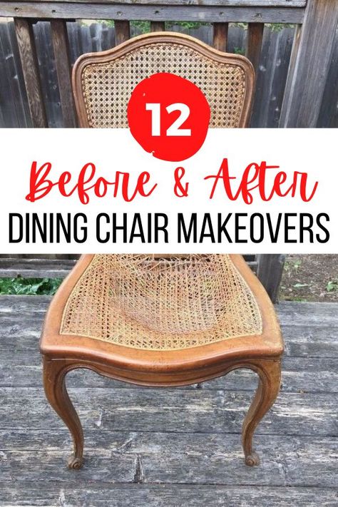 Just in time for your holiday dinner, check out these easy and cheap thrift store dining chair makeover ideas. Creative wood and rattan chair upcycle ideas. #hometalk Diy Reupholster Chair Dining, Rattan Chair Diy, Dining Chair Refurbish Ideas, Upcycle Dining Room Chairs, Redoing Dining Room Chairs, Painted Rattan Chairs, Vintage Dining Chairs Makeover, Diy Wooden Chair Makeover, Upcycle Dining Chairs