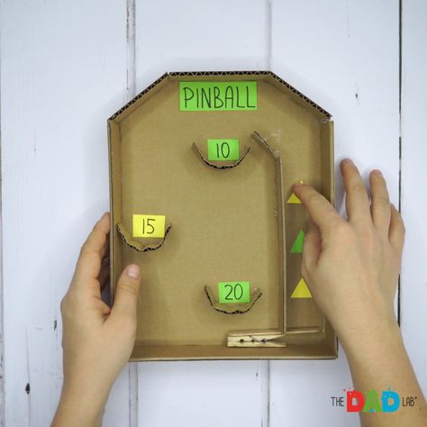 Pinball Diy, Fire With Friends, Arcade Games Diy, Simple Machine Projects, Diy Cardboard Toys, Diy Carnival, Hobbies For Kids, Cardboard Toys, Pinball Machines