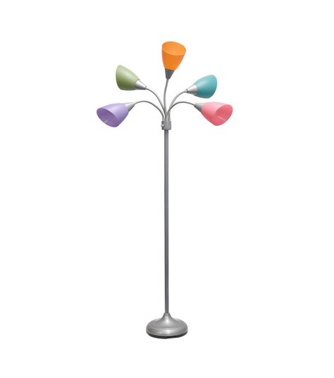 What a fun and trendy floor lamp this is! With a tall sturdy base below 5 flexible goosenecks extending to a plastic sloping shade, this metal lamp is ideal for environments requiring different directions of light as needed The extensions are easy to maneuver to provide light up, down, sideways, etc without having to move your lamp from its location Check out all of the available base finish/shade color options available to suit your needs 30 X 10 X 67White metal base5 x gray plastic shadesUses Gooseneck Floor Lamp, Playroom/living Room, Pole Lamps, Silver Floor Lamp, Metal Lamp, Led Floor Lamp, Design Silver, Lamps Living Room, Floor Lights