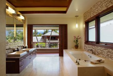 contemporary hawaiian design | Vincent Architects Design Luxury Homes in Kailua Oahu - Oahu Hawaii ... Open Bathroom Concept, Tranquil Bathroom, Romantic Bathrooms, Open Bathroom, Tropical Bathroom, Beach Estate, Beautiful Bedrooms Master, Coastal Bedrooms, Diy Sofa