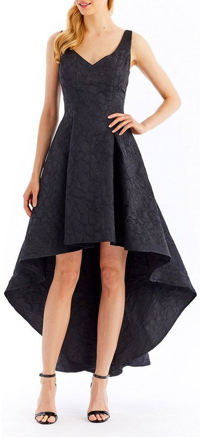 Nicole Miller New York High-Low V-Neck Dress Low V Neck Dress, Black High Low Dress, Nicole Miller, Asymmetrical Dress, V Neck Dress, Wearing Dress, Fit And Flare, High Low Dress, High & Low