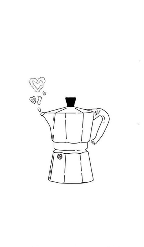 Moka Pot Tattoo Minimalist, Coffee Cups Tattoo, Cafecito Tattoo, Moka Pot Tattoo, Coffee Pot Tattoo, Coffee Drawing Aesthetic, Coffee Pot Drawing, Coffee Tattoo Minimalist, Coffee Mug Tattoo