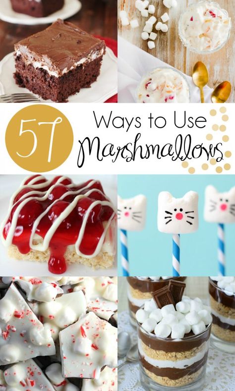 57 Ways to Use Marshmallows | #Marshmallows #MarshmallowRecipe #MarshmallowPops | Marshmallow Recipe | Homemade Marshmallows | Marshmallow Pops Marshmallow Recipe Ideas, Mini Marshmallows Recipes, Recipes Using Marshmallows, Marshmallow Dessert Recipes, Marshmallow Treats Recipe, Marshmallow Sweets, Marshmallow Desserts, Homemade Marshmallow Recipe, Marshmallow Recipe