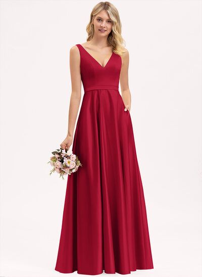 Bridesmaid Dresses Affordable, Uzun Boy, Jjs House, Satin Bridesmaid Dress, Red Satin Dress, Burgundy Bridesmaid, Burgundy Bridesmaid Dresses, Satin Bridesmaid Dresses, Floor Length Dresses