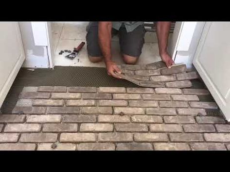 Faux Brick Flooring, Brick Tile Floor, Old Mill Brick, Porch Flooring, Faux Brick, Brick Flooring, Brick Tiles, Home Remodel, Diy Flooring