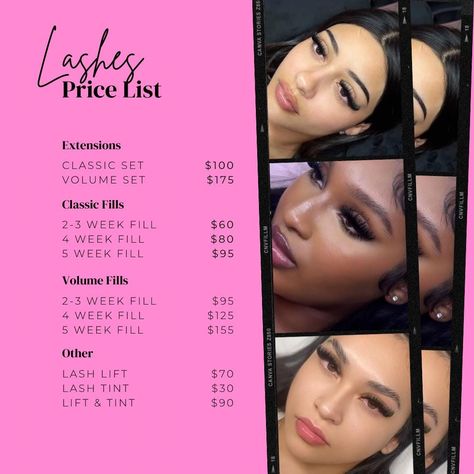 Lash Pricing, Lash Business, Price List Template, Template Png, For Lash, List Template, Video Template, Price List, Online Design