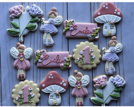 Enchanted Fairy Birthday Party, Fairy Theme Birthday Party, Fairytale Baby Shower, Cookies Decorated With Royal Icing, Fairy Birthday Cake, Fairy Baby Showers, First Birthday Cookies, Theme Cookies, Fairy Garden Birthday Party