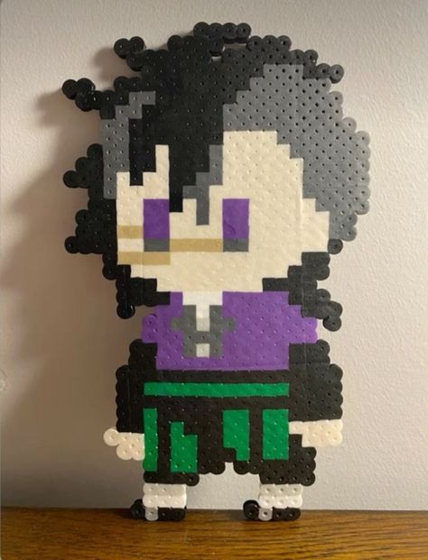 Muichiro Perler Beads, Rengoku Perler Beads, Perler Beads Demon Slayer, Demon Slayer Perler Beads, Anime Perler Beads, Demon Slayer Pixel Art, Pearl Beads Pattern, Graph Paper Drawings, Easy Perler Beads Ideas