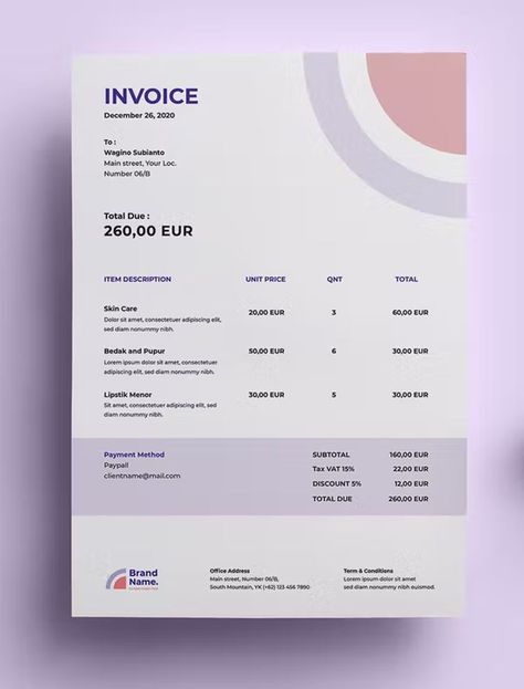 Creative Invoice Template PSD, AI, EPS Agenda Board, Invoice Format In Excel, A4 Paper Size, Invoice Format, Invoice Design Template, Invoice Design, Letterhead Design, Webpage Design, Business Offer