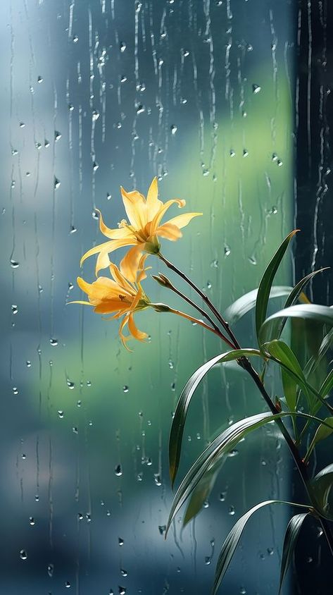 A rain scene with plant flower petal glass. | premium image by rawpixel.com Natural Flowers Images, Abstract Nature Photography, Raining Pictures, Raining Wallpaper, Rain In Nature, Rain Images Beautiful, Flowers In Rain, Raindrops Wallpaper, Beautiful Flower Wallpaper