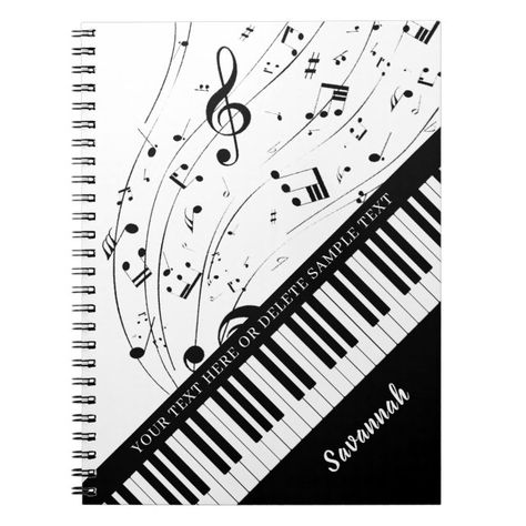 Music Notebook Cover Ideas, Music Notebook Cover, Notebook Cover Ideas, White Notebook, Music Notebook, Music Tattoo Designs, Piano Music Notes, Print Book, Spiral Notebooks