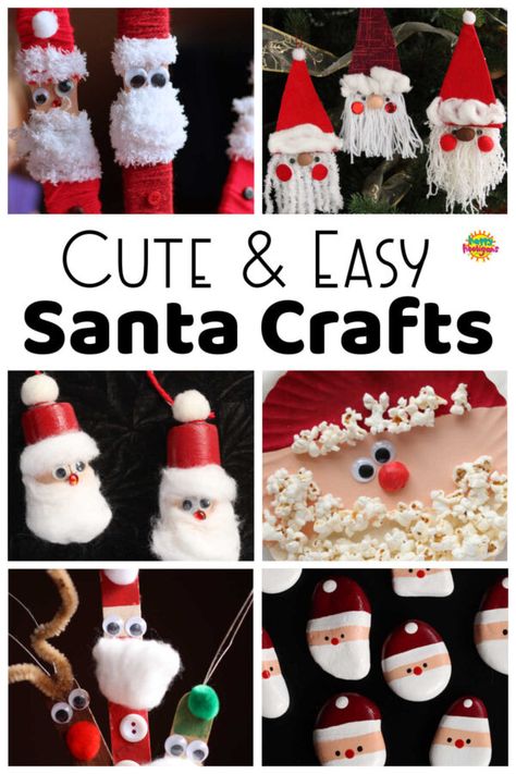 A collection of our best Santa Crafts for kids. All of these Santas are easy to make using common household materials and craft supplies. Fun for kids of all ages. #HappyHooligans #Santa #Craft #Kids #Christmas #Homemade #Ornaments #Art #Activities Christmas Santa Ornaments, Diy Santa Ornaments For Kids, Homemade Santa Ornaments, Santa Christmas Ornaments Diy, Easy Santa Craft, Easy Santa Crafts For Kids, Christmas Homemade Ornaments, Santa Claus Crafts For Kids, Santa Ornaments Diy