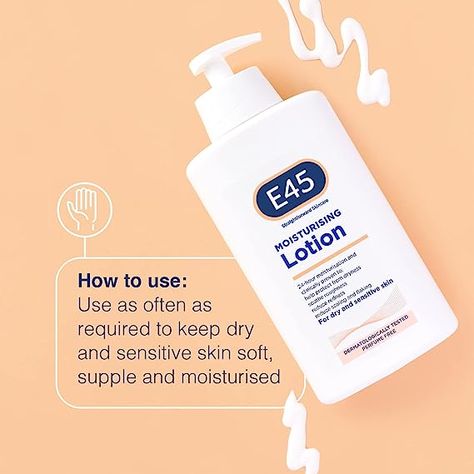 LONG-LASTING DRY SKIN CARE – E45 Lotion is a light, unperfumed lotion that can be used all over the body, including the face, to provide long-lasting care for dry and sensitive skin. It is a light daily moisturiser for dry skin that keeps your skin feeling soft and deeply hydrated. Our aqueous cream alternative also helps the skin to retain moisture and can sooth chilblains and frost bite. E45 lotion has been formulated to give deep moisturisation that lasts throughout the day. Aqueous Cream, Moisturiser For Dry Skin, Dry Skincare, Moisturizer For Sensitive Skin, Moisturizing Body Lotion, Dry Skin Care, Moisturizer For Dry Skin, Moisturizing Lotions, Daily Moisturizer