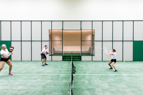 Abeking's Aviva: Where Paddle Tennis Meets 'Dr. Who' - Yachts International Tennis Court Design, Joe Lewis, Fitness Center Design, Paddle Tennis, Gym Design Interior, Indoor Tennis, Wellness Club, Pickleball Court, Paddle Sports