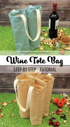 Wine Bag Pattern, Easy Patchwork, Sewing To Sell, Sewing Machine Projects, Diy Bag Designs, Small Sewing, Wine Tote Bag, Tote Bags Sewing, Small Sewing Projects