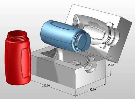 Cad Cam Design, Solidworks Tutorial, Solid Works, Bottle Drawing, Recycling Machines, Plastic Moulding, Plastic Industry, Cad Cam, Mould Design