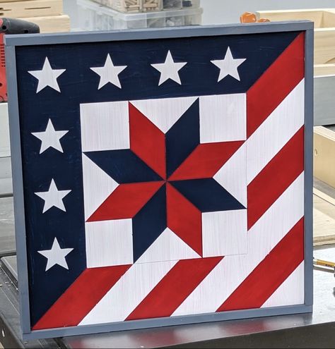 Patriotic Barn Quilts, Front Porch Signs, Painted Barn Quilts, Barn Quilt Designs, Barn Board, Quilt Of Valor, Patriotic Quilts, Barn Quilt Patterns, Blue Quilts